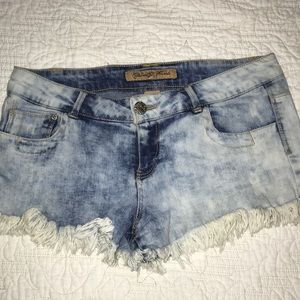 Jean fringe shorts
